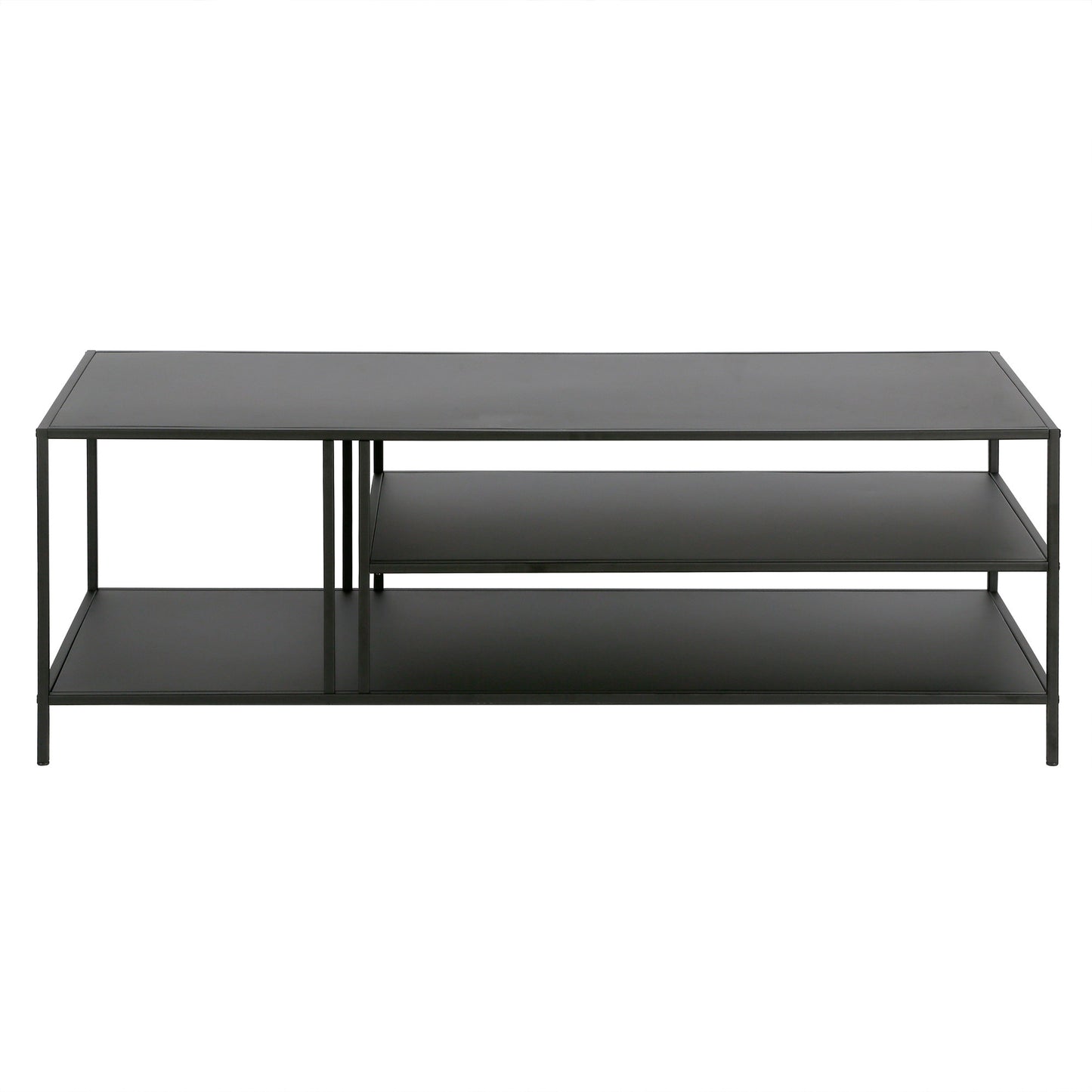 48" Black Steel Rectangular Coffee Table With Two Shelves By Homeroots