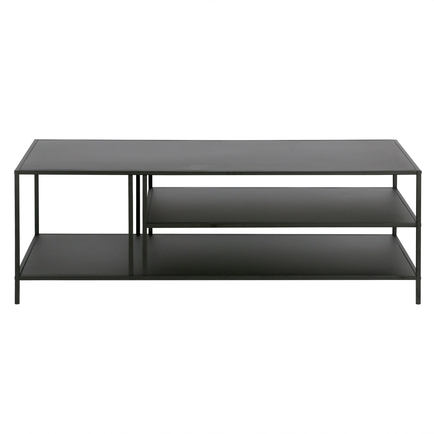 48" Black Steel Rectangular Coffee Table With Two Shelves By Homeroots | Coffee Tables | Modishstore - 2