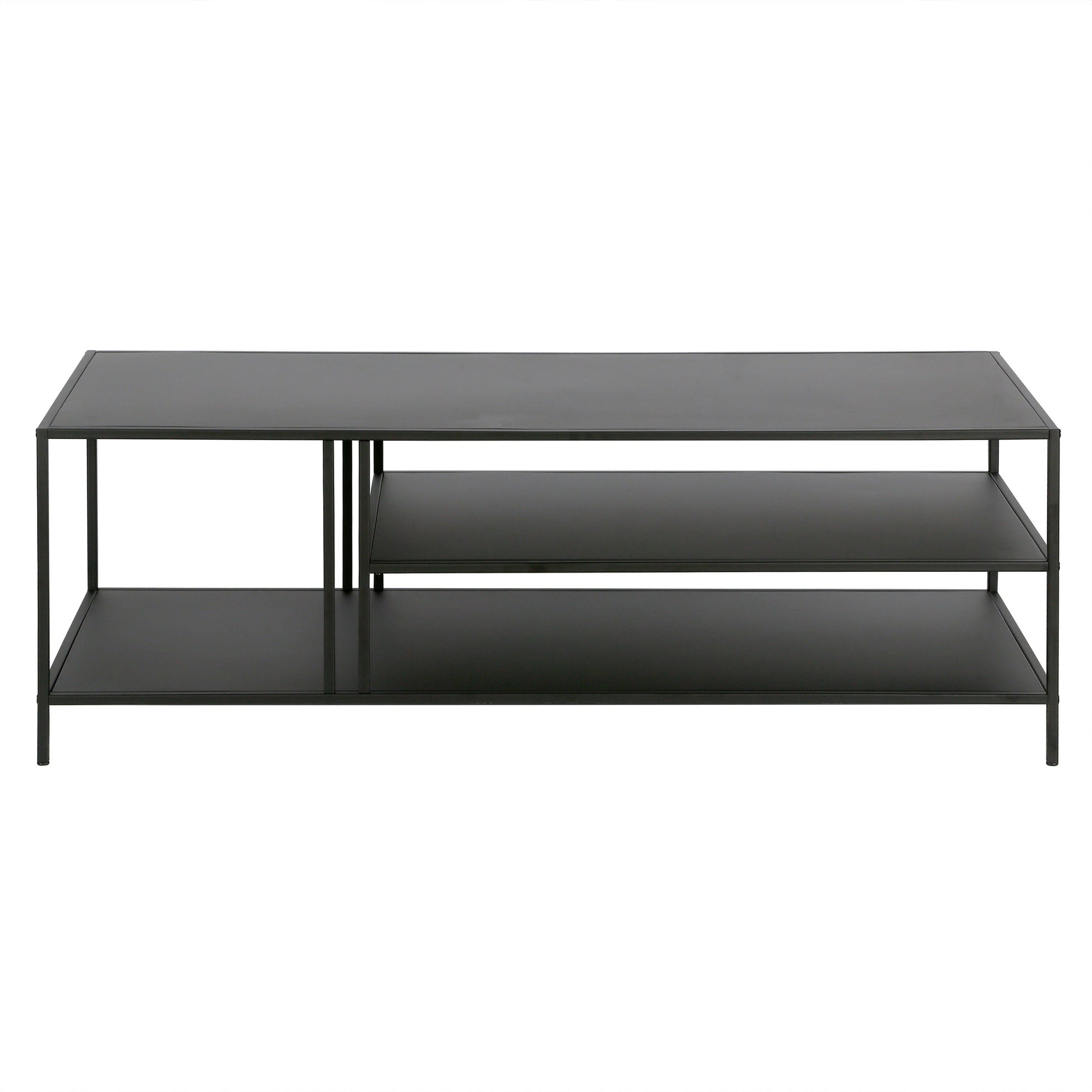 48" Black Steel Rectangular Coffee Table With Two Shelves By Homeroots | Coffee Tables | Modishstore - 2