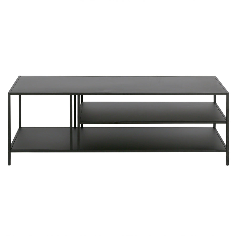 48" Black Steel Rectangular Coffee Table With Two Shelves By Homeroots | Coffee Tables | Modishstore - 2