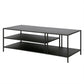 48" Black Steel Rectangular Coffee Table With Two Shelves By Homeroots | Coffee Tables | Modishstore - 3