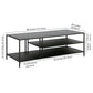 48" Black Steel Rectangular Coffee Table With Two Shelves By Homeroots