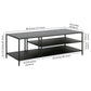 48" Black Steel Rectangular Coffee Table With Two Shelves By Homeroots | Coffee Tables | Modishstore - 8
