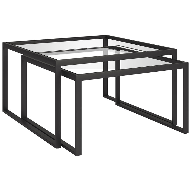 Set Of Two 30" Black Glass Square Nested Coffee Tables By Homeroots | Coffee Tables | Modishstore