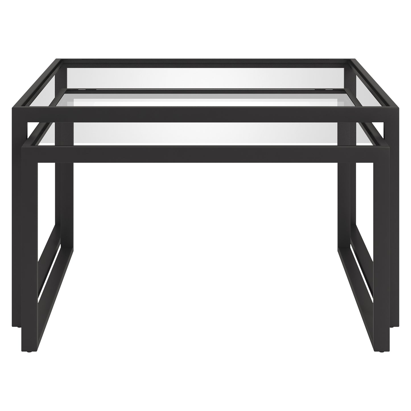 Set Of Two 30" Black Glass Square Nested Coffee Tables By Homeroots | Coffee Tables | Modishstore - 2