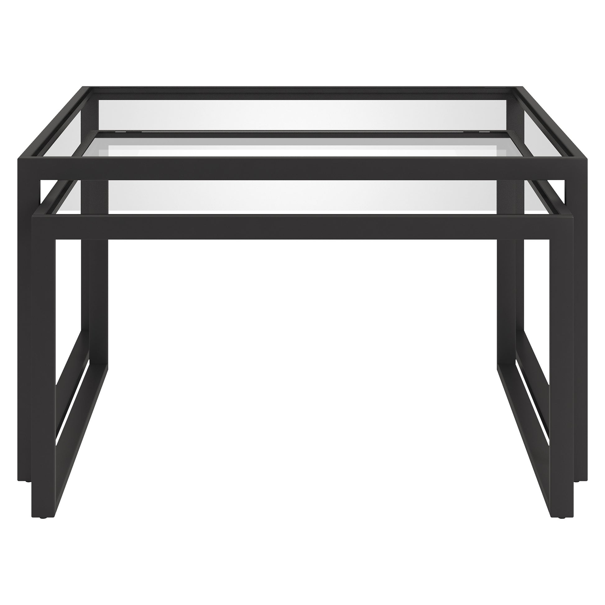 Set Of Two 30" Black Glass Square Nested Coffee Tables By Homeroots | Coffee Tables | Modishstore - 2