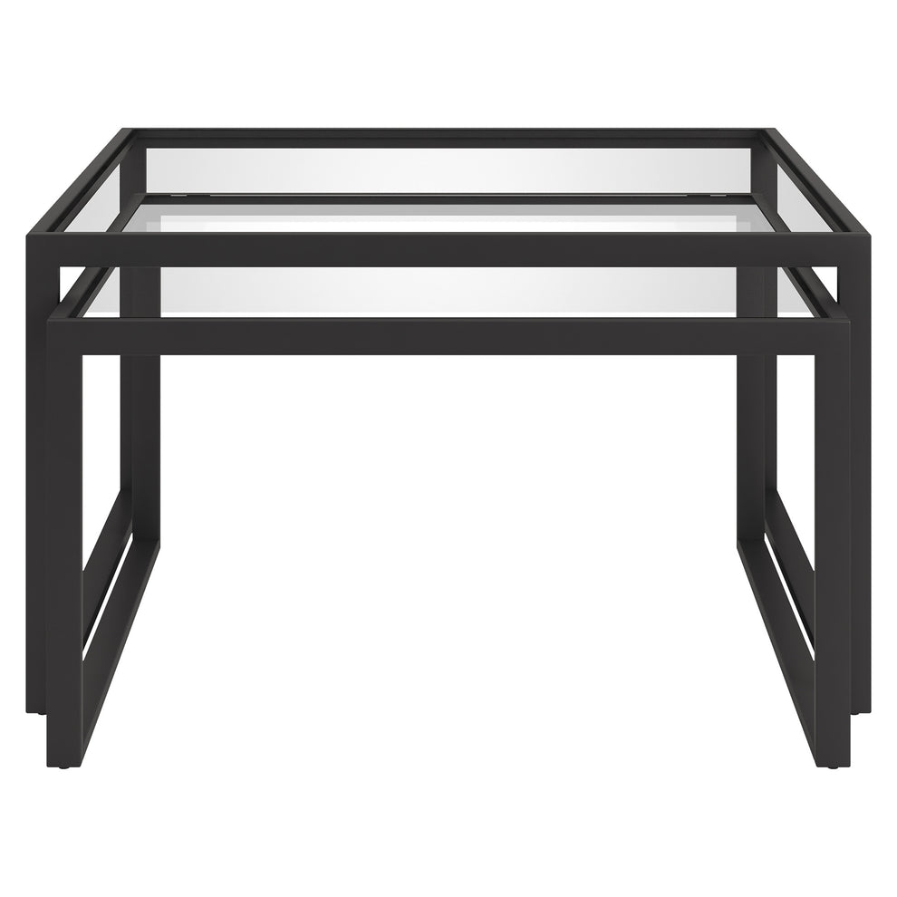 Set Of Two 30" Black Glass Square Nested Coffee Tables By Homeroots | Coffee Tables | Modishstore - 2