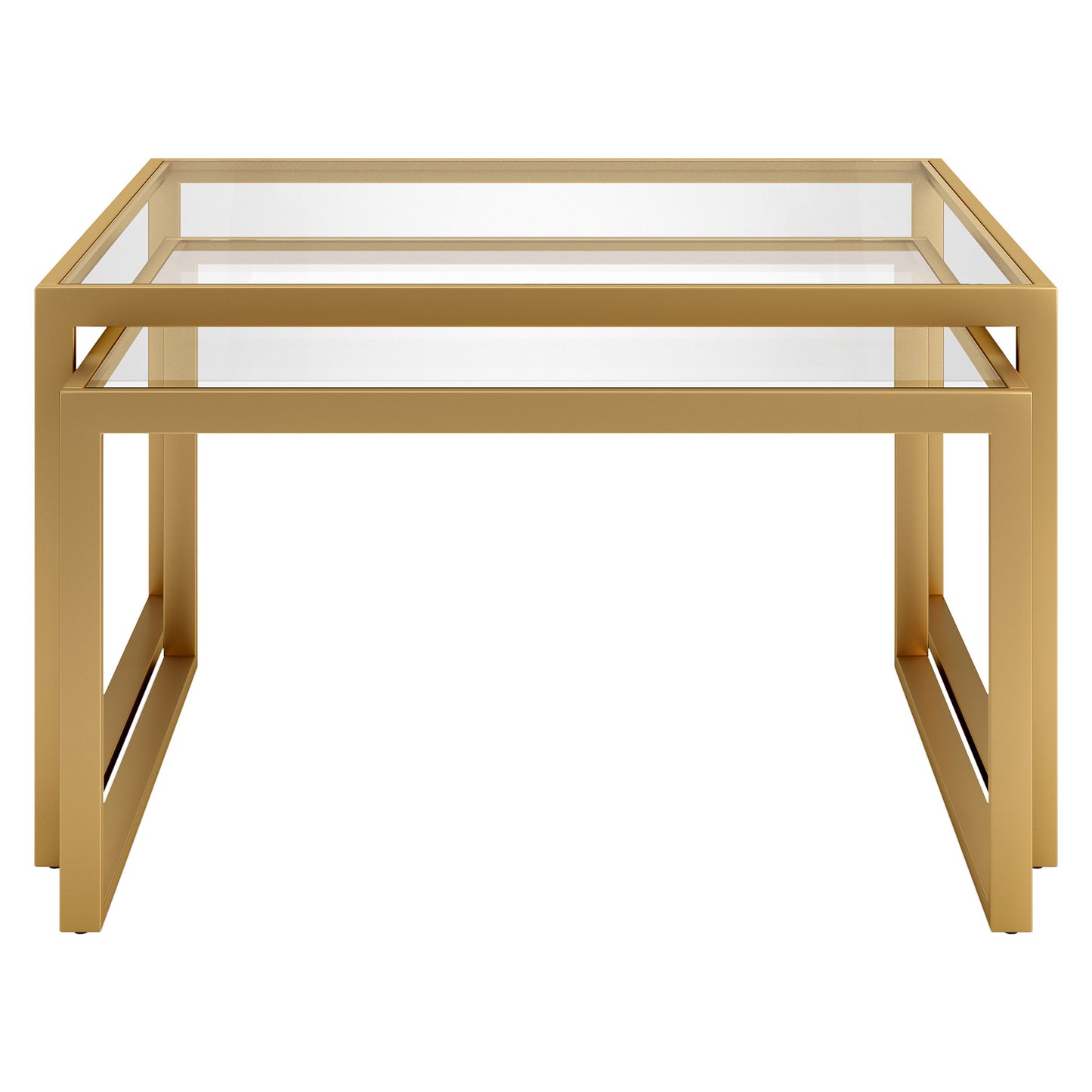 Set Of Two 30" Gold Glass Nested Coffee Tables By Homeroots | Coffee Tables | Modishstore - 2