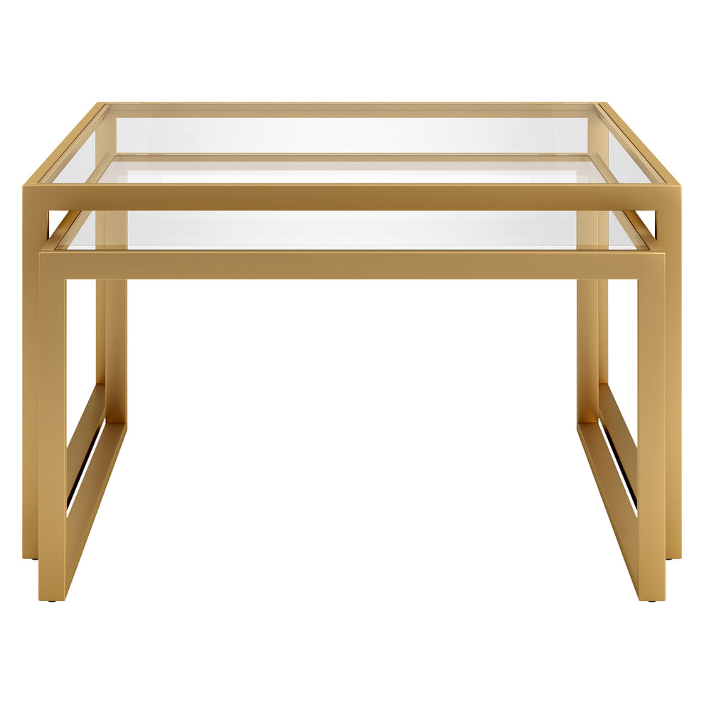 Set Of Two 30" Gold Glass Nested Coffee Tables By Homeroots | Coffee Tables | Modishstore - 2