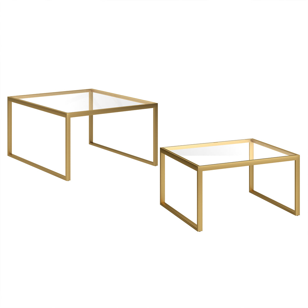 Set Of Two 30" Gold Glass Nested Coffee Tables By Homeroots | Coffee Tables | Modishstore - 4