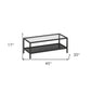 45" Black Glass Rectangular Coffee Table With Shelf By Homeroots