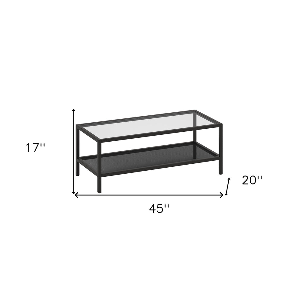 45" Black Glass Rectangular Coffee Table With Shelf By Homeroots | Coffee Tables | Modishstore - 8
