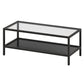 45" Black Glass Rectangular Coffee Table With Shelf By Homeroots | Coffee Tables | Modishstore - 3