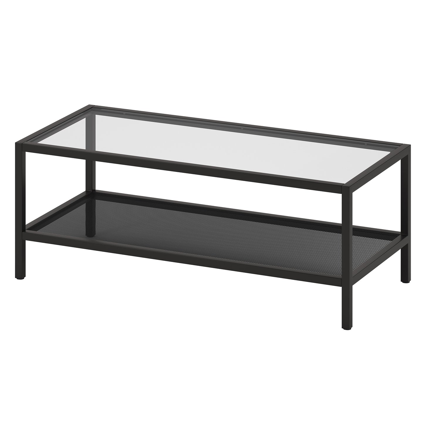 45" Black Glass Rectangular Coffee Table With Shelf By Homeroots | Coffee Tables | Modishstore - 3