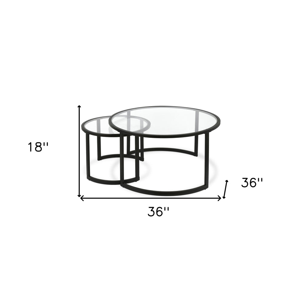 Set Of Two 36" Black Glass Round Nested Coffee Tables By Homeroots | Coffee Tables | Modishstore - 9