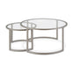 Set Of Two 36" Nickel and Glass Round Nested Coffee Tables By Homeroots | Coffee Tables | Modishstore