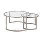 Set Of Two 36" Nickel and Glass Round Nested Coffee Tables By Homeroots | Coffee Tables | Modishstore - 3