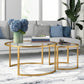 Set Of Two 36" Gold and Glass Round Nested Coffee Tables By Homeroots | Coffee Tables | Modishstore - 5