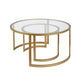 Set Of Two 36" Gold and Glass Round Nested Coffee Tables By Homeroots | Coffee Tables | Modishstore - 2