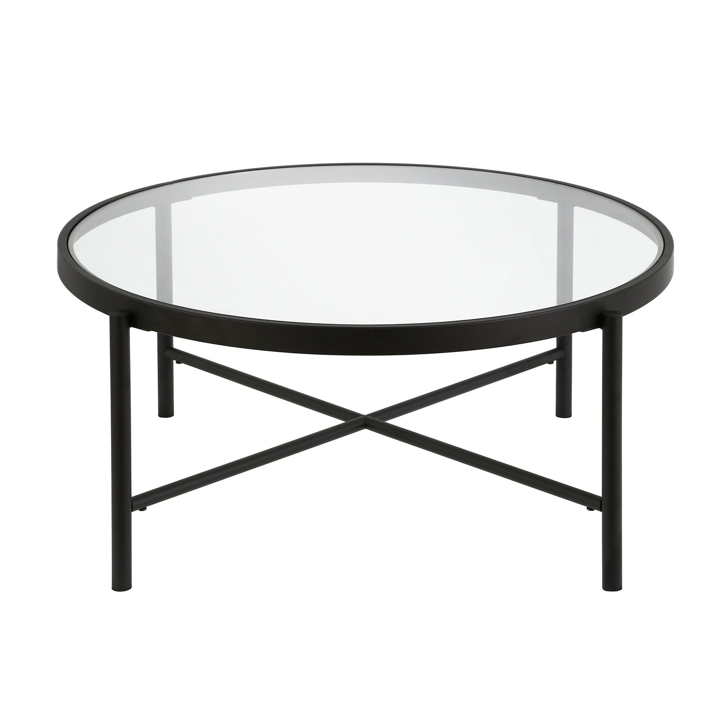 36" Black and Glass Round Coffee Table By Homeroots | Coffee Tables | Modishstore