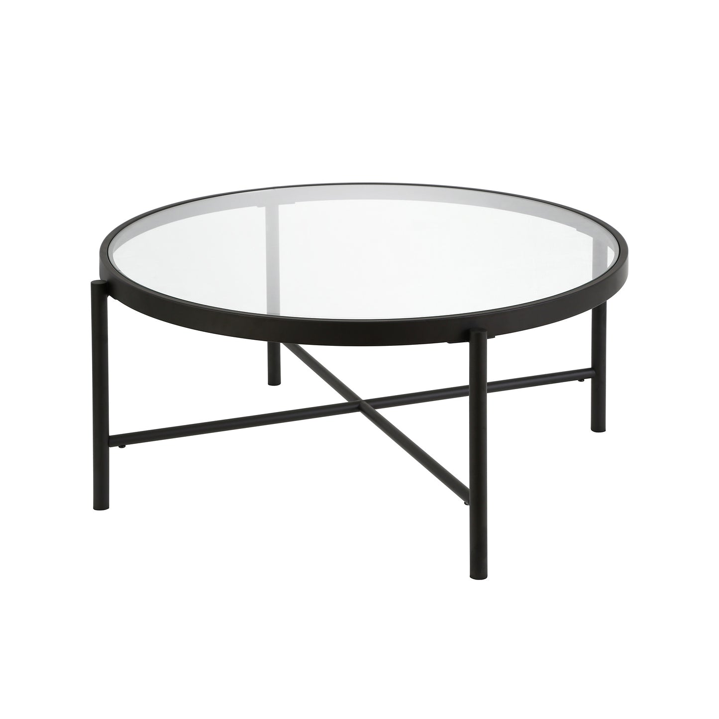 36" Black and Glass Round Coffee Table By Homeroots | Coffee Tables | Modishstore - 2