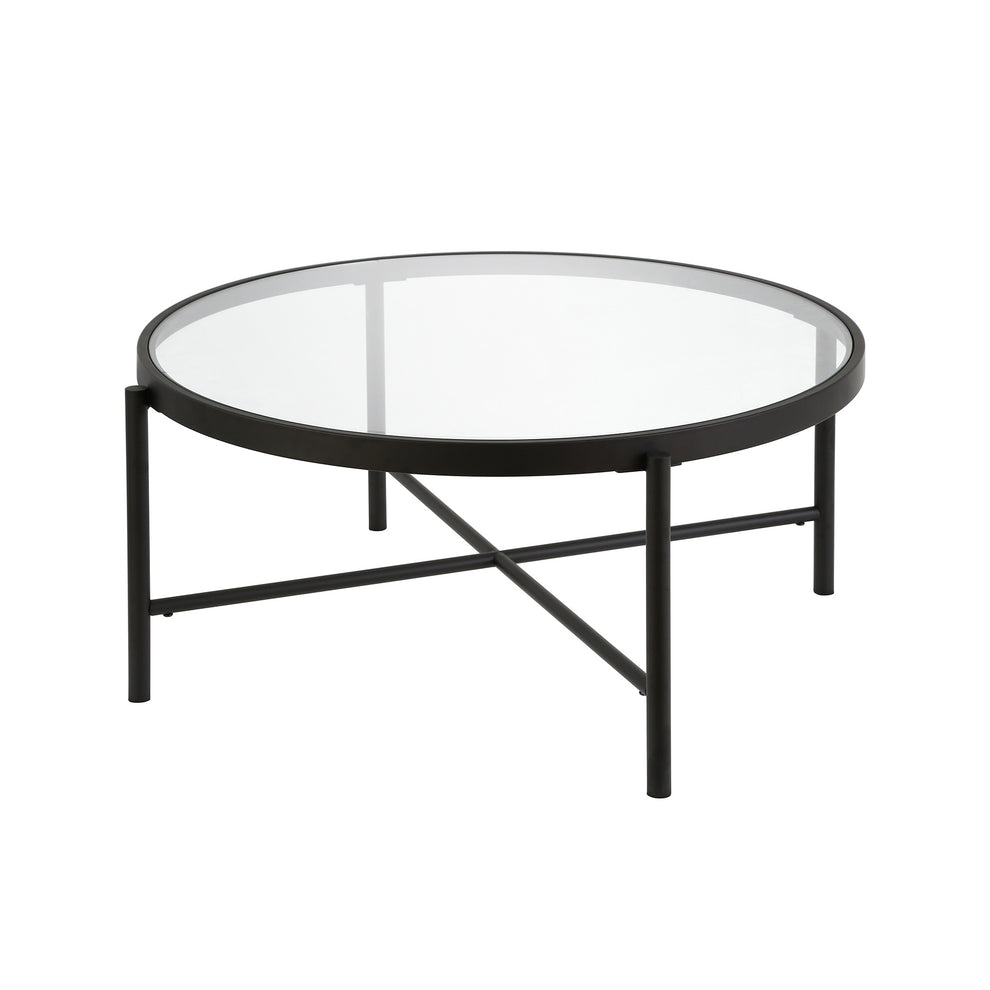 36" Black and Glass Round Coffee Table By Homeroots | Coffee Tables | Modishstore - 2