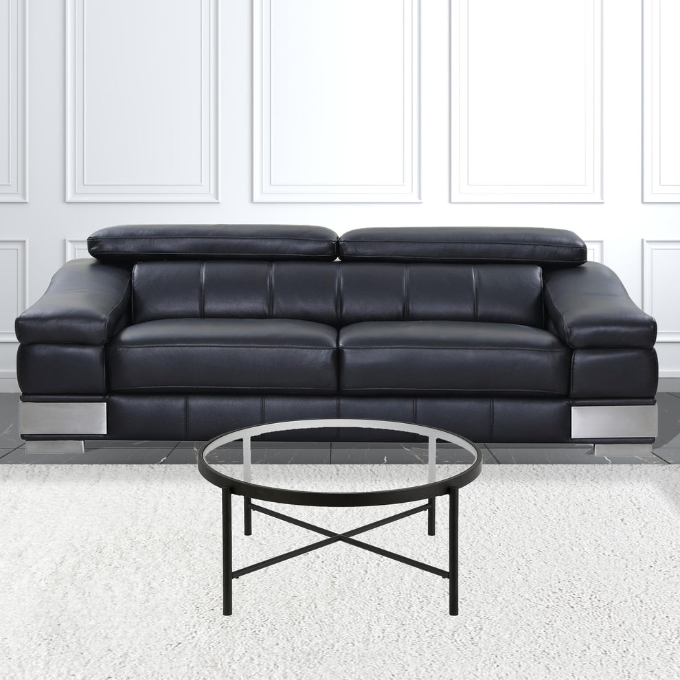 36" Black and Glass Round Coffee Table By Homeroots | Coffee Tables | Modishstore - 3