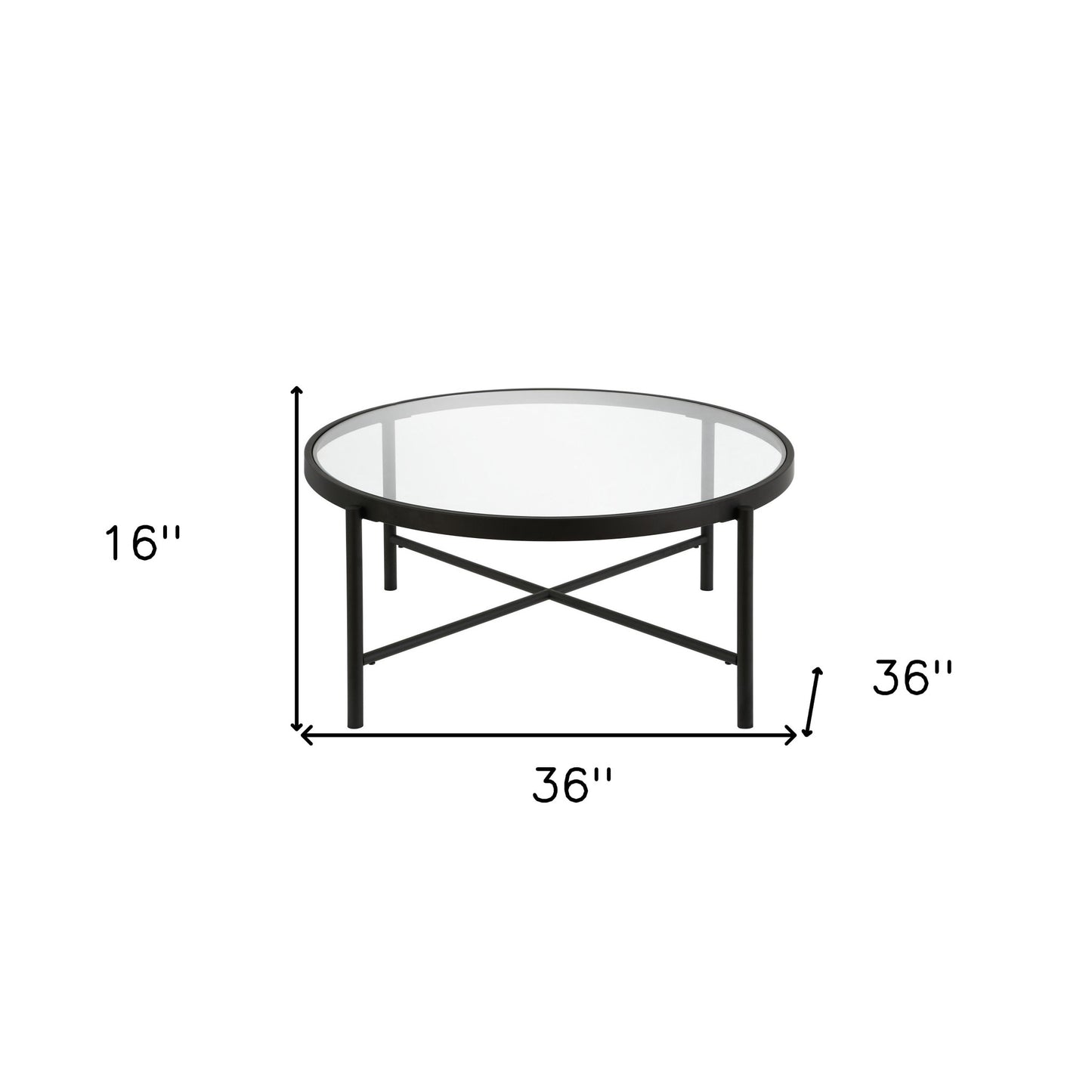 36" Black and Glass Round Coffee Table By Homeroots | Coffee Tables | Modishstore - 7