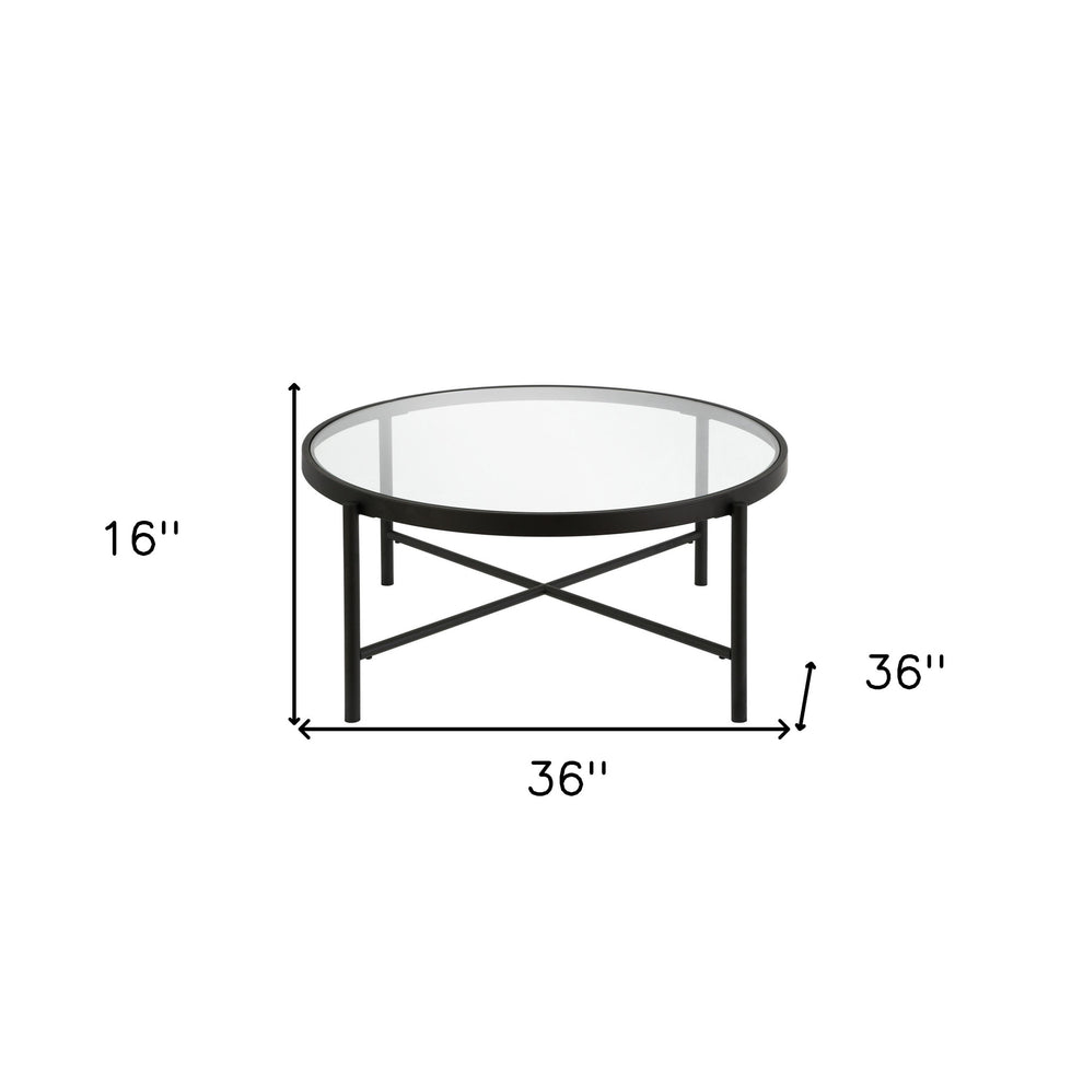 36" Black and Glass Round Coffee Table By Homeroots | Coffee Tables | Modishstore - 7