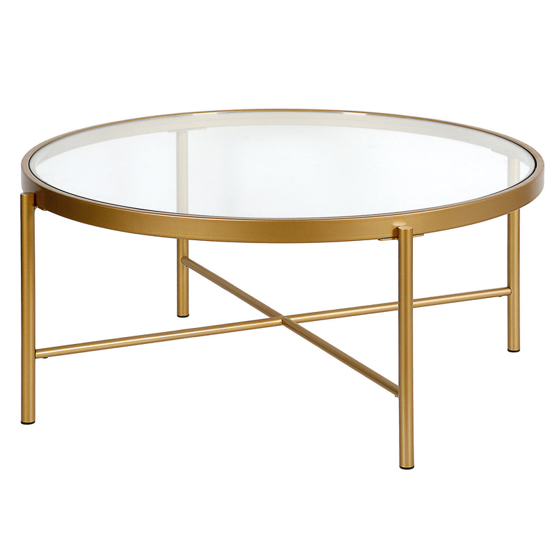 36" Gold and Glass Round Coffee Table By Homeroots | Coffee Tables | Modishstore