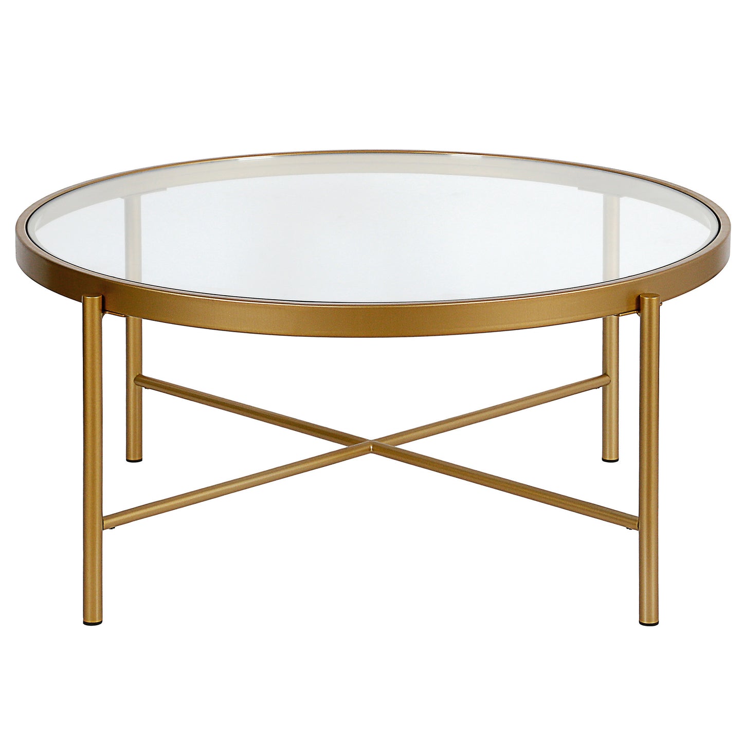 36" Gold and Glass Round Coffee Table By Homeroots | Coffee Tables | Modishstore - 2