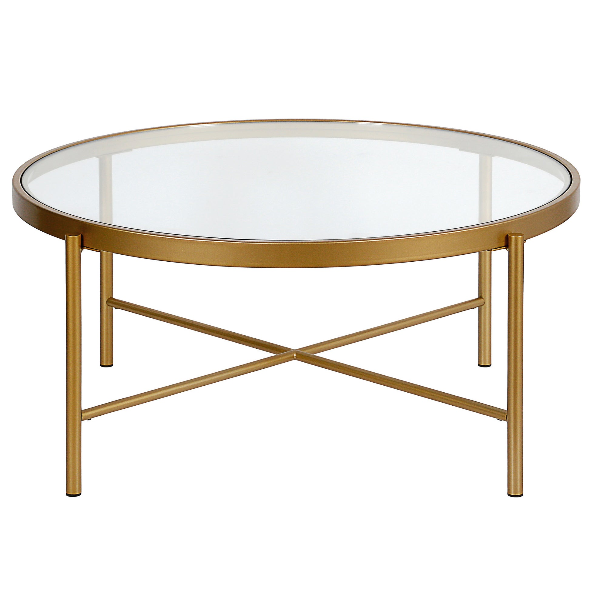 36" Gold and Glass Round Coffee Table By Homeroots | Coffee Tables | Modishstore - 2