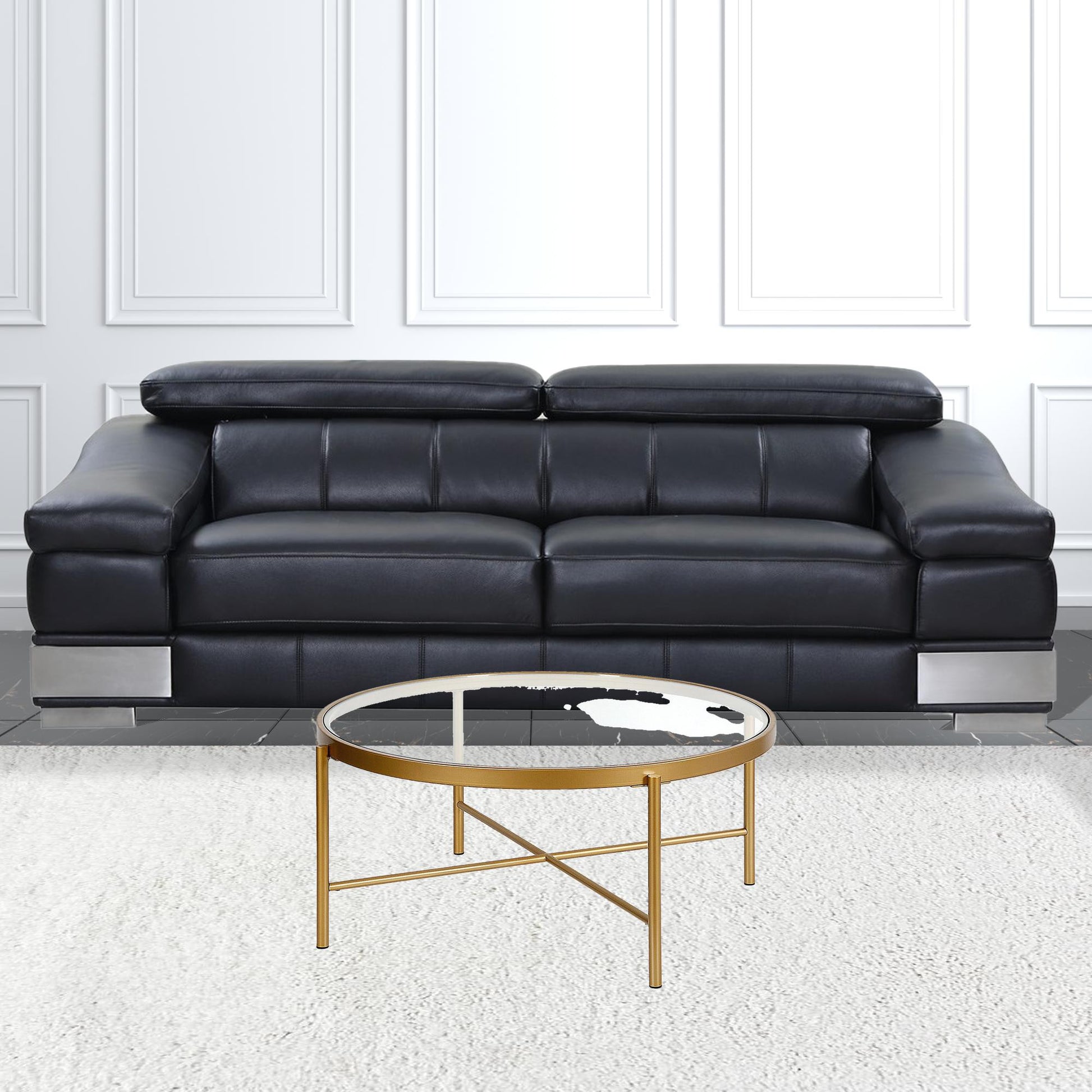 36" Gold and Glass Round Coffee Table By Homeroots | Coffee Tables | Modishstore - 3