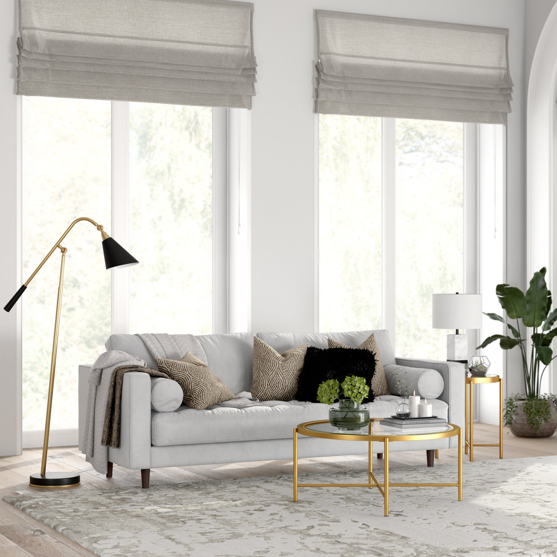 36" Gold and Glass Round Coffee Table By Homeroots | Coffee Tables | Modishstore - 5