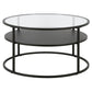 32" Black and Glass Round Two Layer Coffee Table With Shelf By Homeroots | Coffee Tables | Modishstore - 2