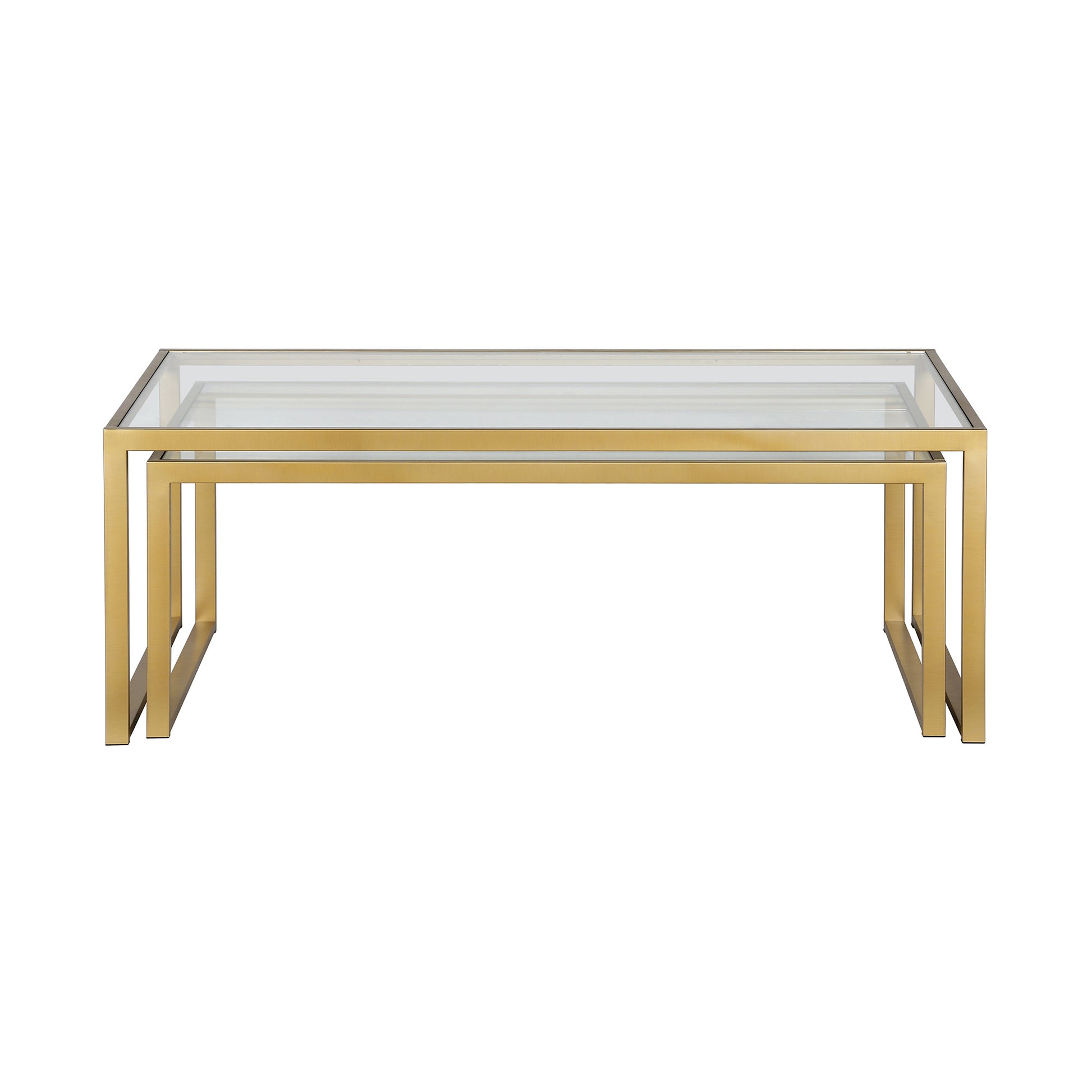Set Of Two 46" Gold Glass Rectangular Nested Coffee Tables By Homeroots | Coffee Tables | Modishstore - 2