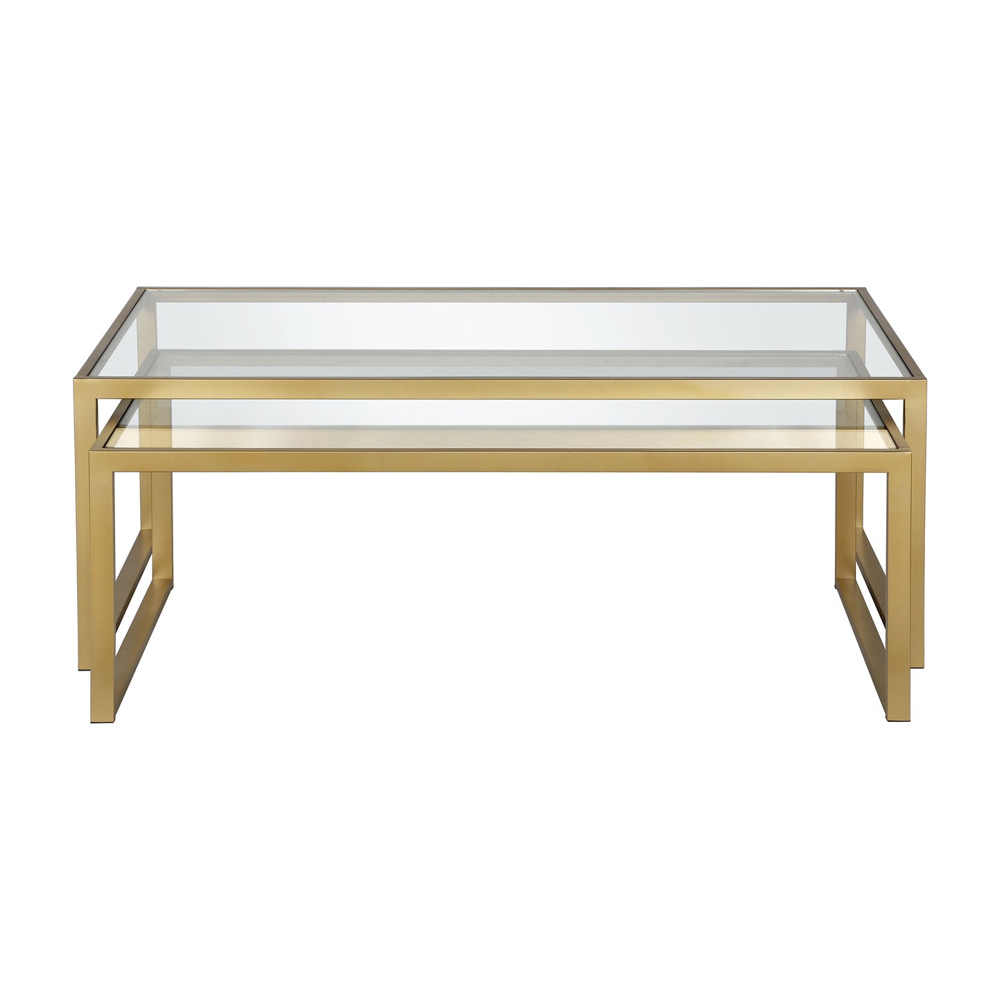 Set Of Two 46" Gold Glass Rectangular Nested Coffee Tables By Homeroots | Coffee Tables | Modishstore - 4