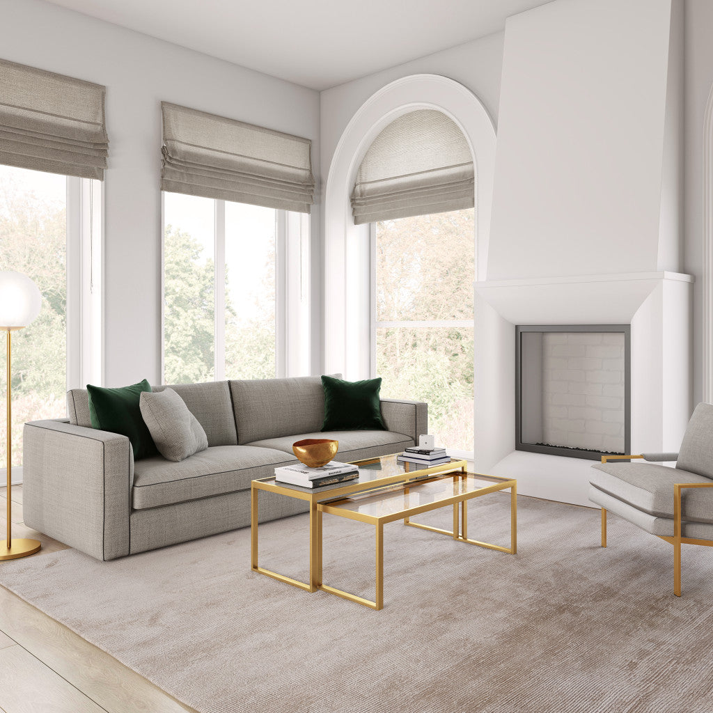 Set Of Two 46" Gold Glass Rectangular Nested Coffee Tables By Homeroots | Coffee Tables | Modishstore - 7