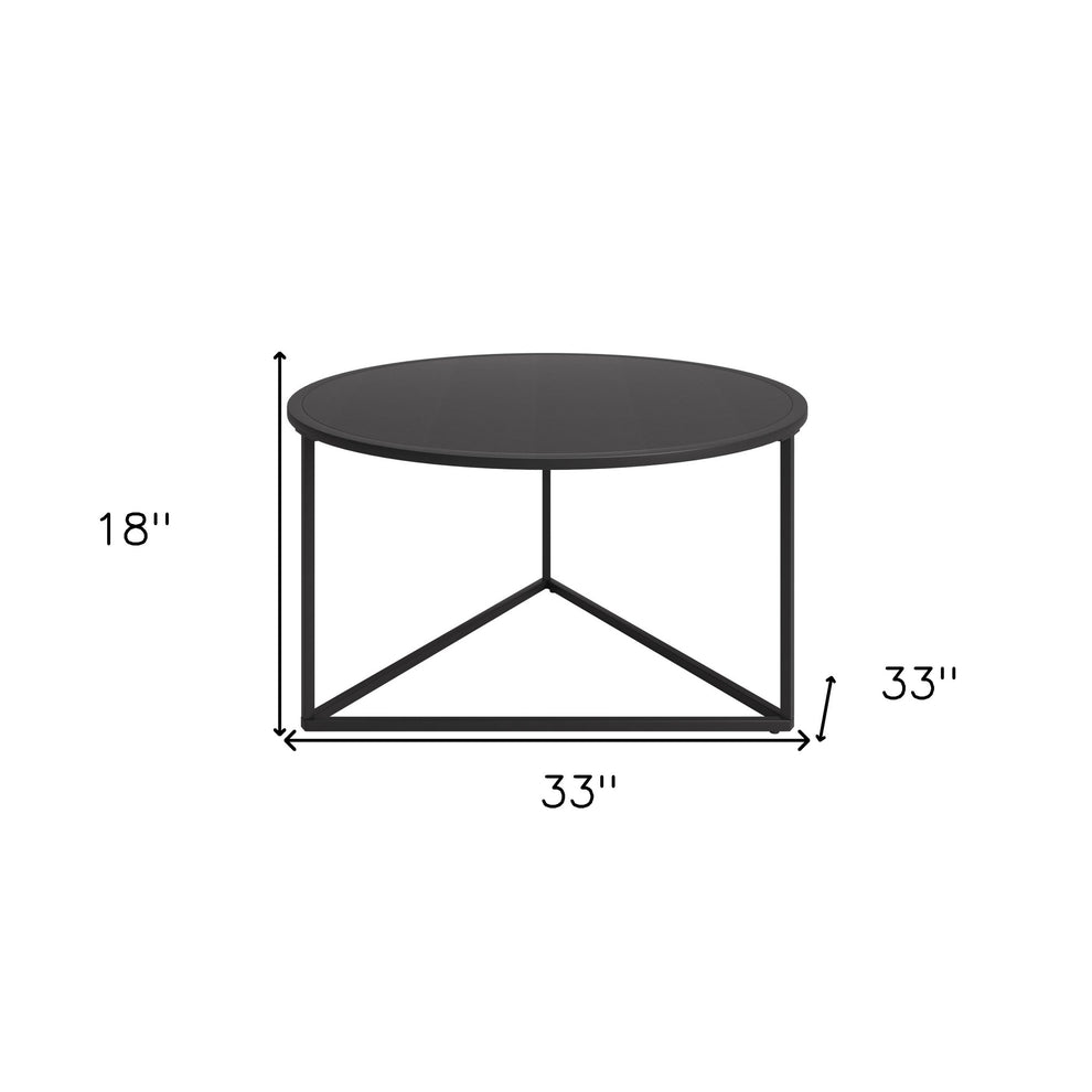 33" Black Steel Round Coffee Table By Homeroots | Coffee Tables | Modishstore - 9