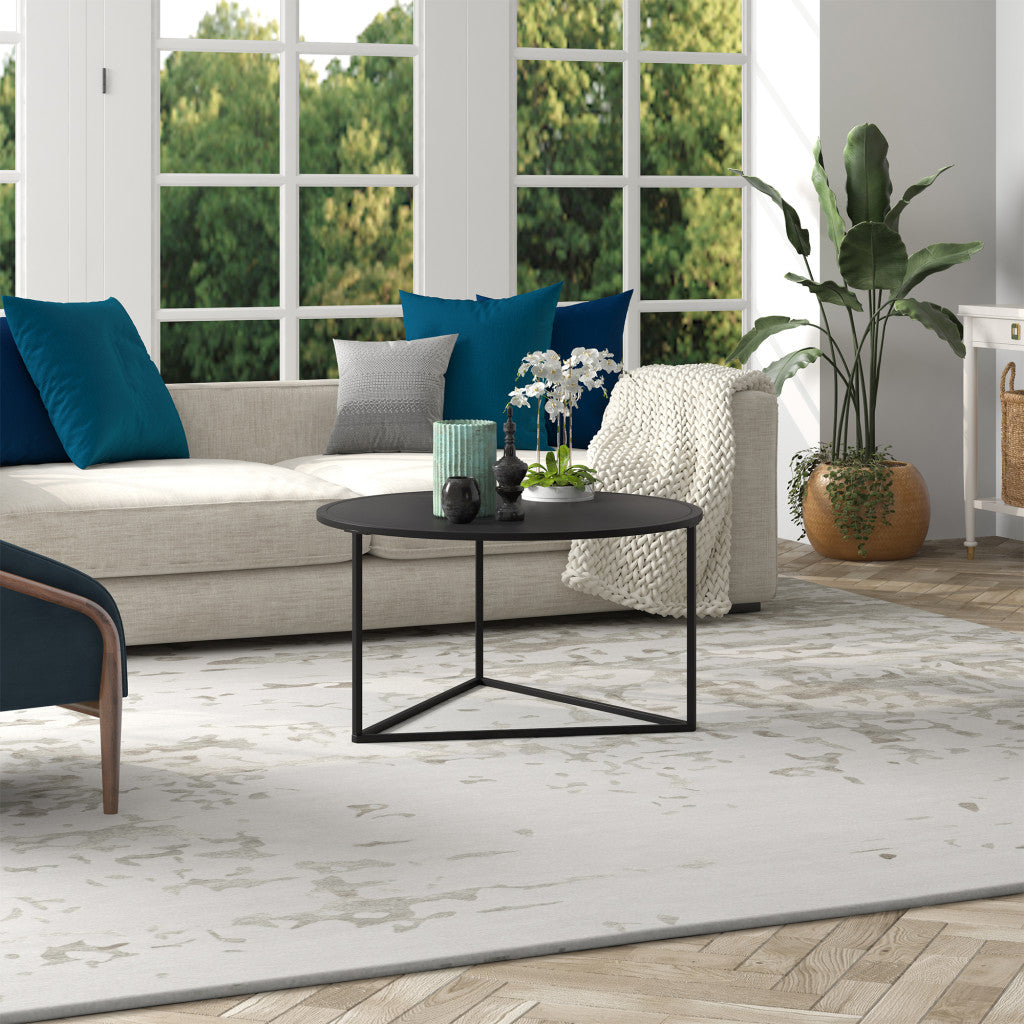 33" Black Steel Round Coffee Table By Homeroots | Coffee Tables | Modishstore - 7