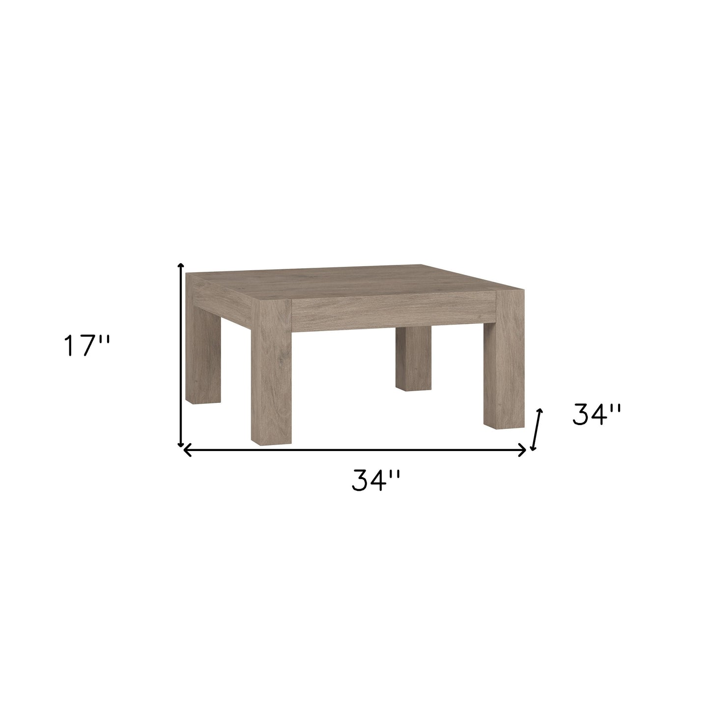 34" Gray Manufactured Wood Square Coffee Table By Homeroots | Coffee Tables | Modishstore - 7