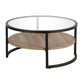 34" Black Brown and Glass Round Coffee Table With Shelf By Homeroots | Coffee Tables | Modishstore - 2