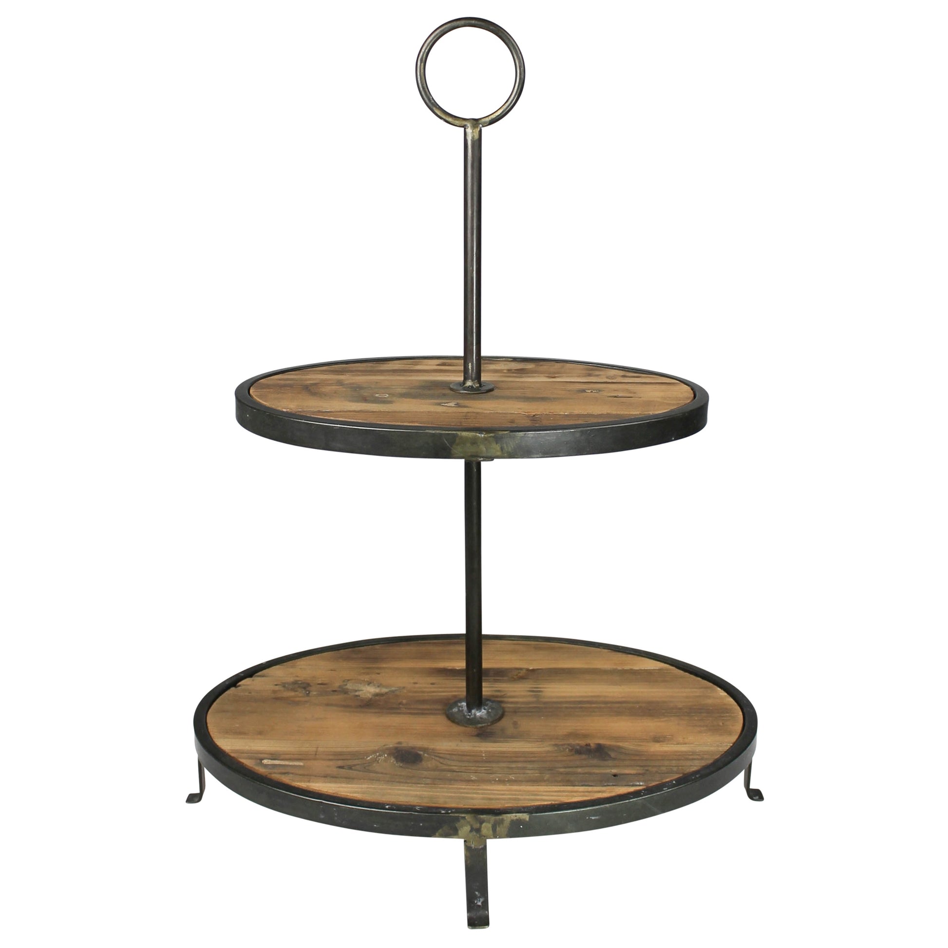 Catalina Two-Tier Stand, Wood - Oval | Modishstore | Pedestal Trays