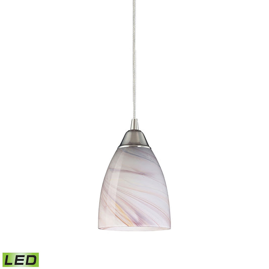 Pierra 1-Light Mini Pendant in Satin Nickel with Creme Swirl Glass - Includes LED Bulb ELK Lighting | Pendant Lamps | Modishstore