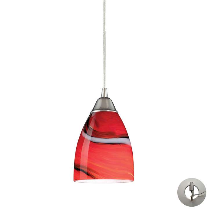 Pierra 1-Light Mini Pendant in Satin Nickel with Candy Glass - Includes Adapter Kit | Pendant Lamps | Modishstore