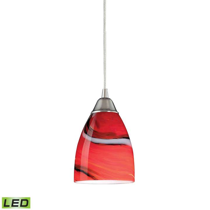 Pierra 1-Light Mini Pendant in Satin Nickel with Candy Glass - Includes LED Bulb | Pendant Lamps | Modishstore