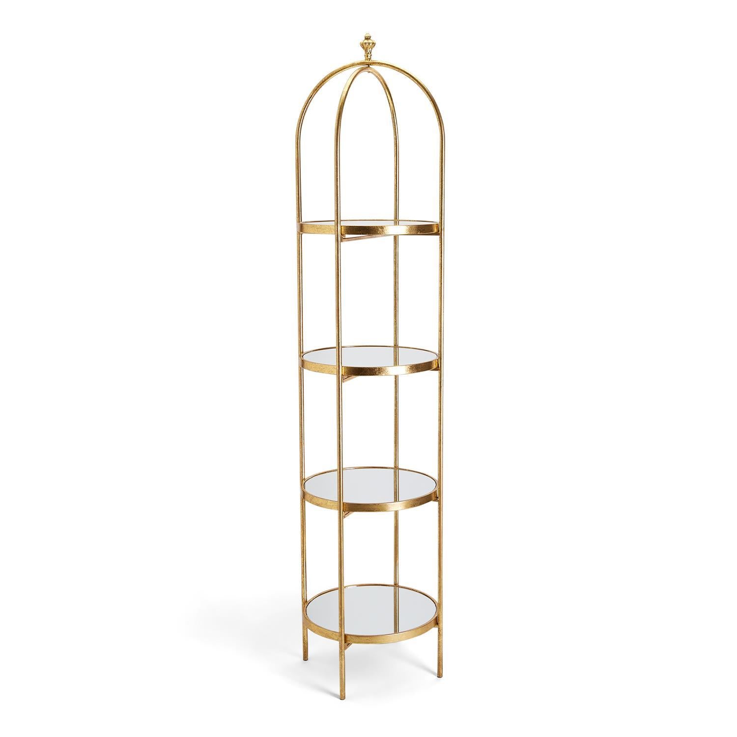 Golden Etagere with 4 Mirror Glass Shelves By Two's Company | Shelves & Shelving Units | Modishstore - 2