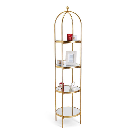 Golden Etagere with 4 Mirror Glass Shelves By Two's Company | Shelves & Shelving Units | Modishstore