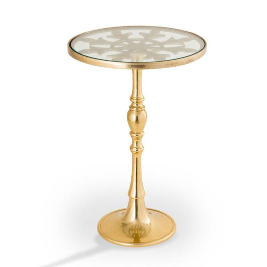 Faux de Lys Polished Brass Finish End Table By SPI Home | End Tables | Modishstore