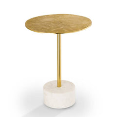 Golden Finish End Table with Marble Brass By SPI Home